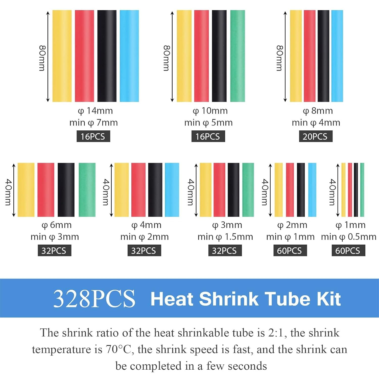 MTJNYZA 678Pcs Crimp Terminals Connectors Electrical Wire Crimping Set Connector Assorted with Heat Shrink Tubing Sleeving Cable Electric Terminals Spade Ring Bullet Butt Fork Copper image number 3