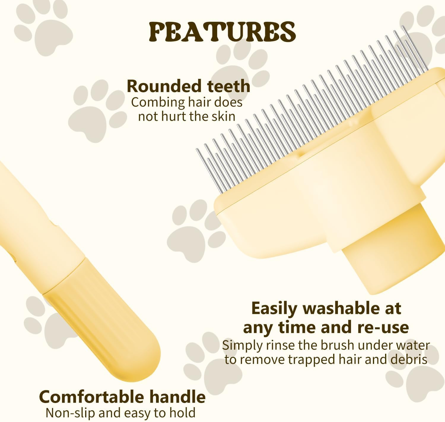 Fellblitz Brush, Pack of 2 Paw Moon Brush, Cat Brush, Self-Cleaning Cat Brush, Flea Comb for Cats for Removing Matte Hair, for Long and Short Hair Care (1 Yellow 1 Green)