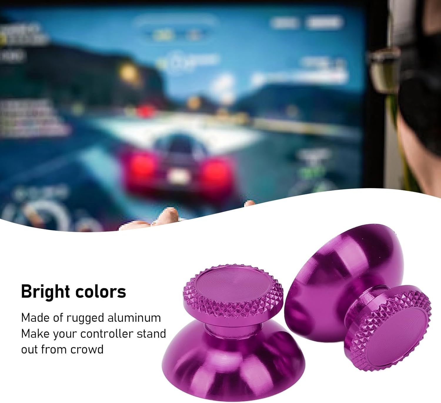 Thumbsticks for PS5 Controller, 2Pcs Metal Thumb Grip Replacement for Handheld Game Console, Aluminum Alloy Analog Thumb Sticks Accessories (Purple) - Purple image number 4