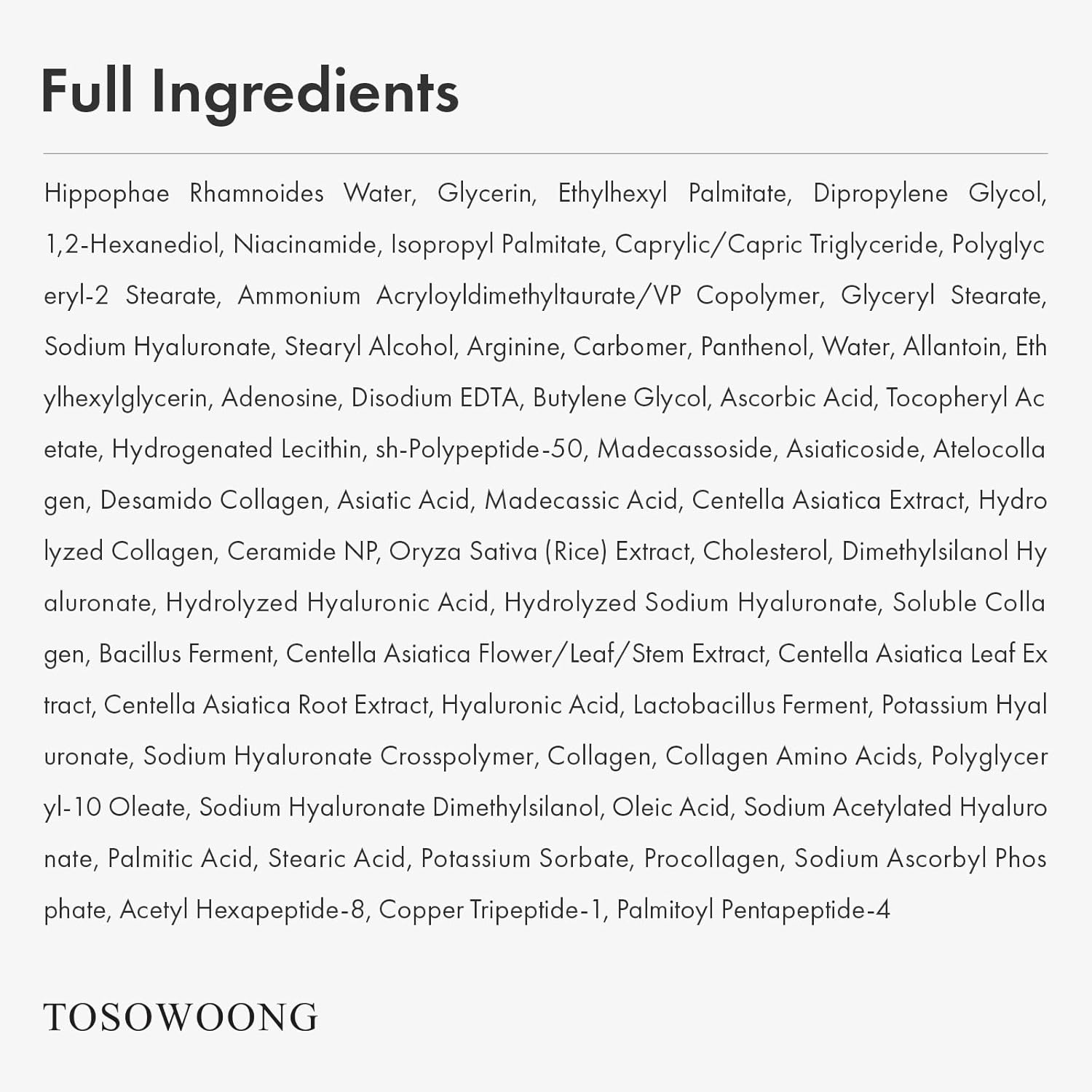 TOSOWOONG Hyaluronic Acid 9 Cream, Vitamin B5, Collagen, Niacinamide, Centella Asiatica Extract, Long-Lasting Hydration, Daily Moisturizer Face Cream, Korean Skin Care, 50Ml, 1.69 Fl.Oz. image number 2