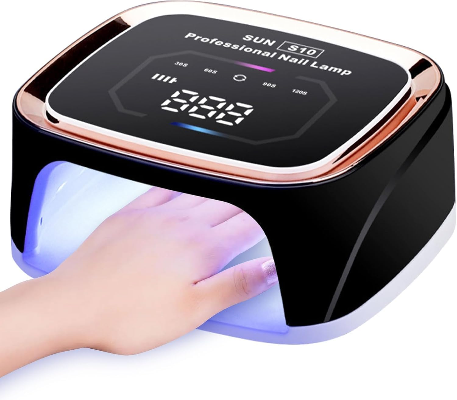 108W Cordless Rechargeable UV Light Nail Curing Lamp with Automatic Sensor/4 Timer Setting for Salon&Home, Nail Gel Polish Light Dryer Professional Nail Art Tools for Fingernail and Nail Tools (Black) image number 2