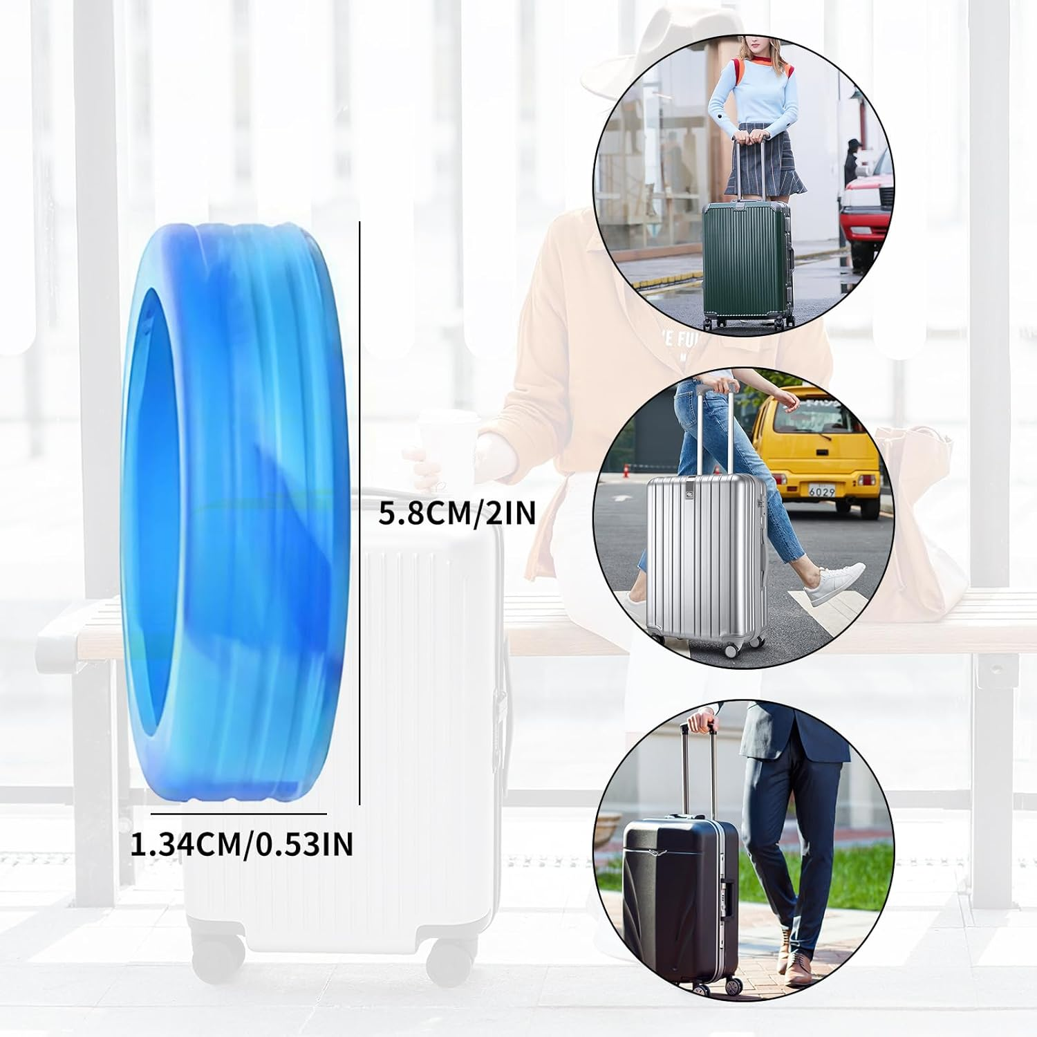Ycfish 8 Pcs Luggage Compartment Wheel Protection Cover Luggage Wheel Covers Suitcase Wheel Covers Luggage Wheel Protectors Wheel Covers for Luggage anti Scratch Luggage Cover (Blue), Blue, Soft image number 3