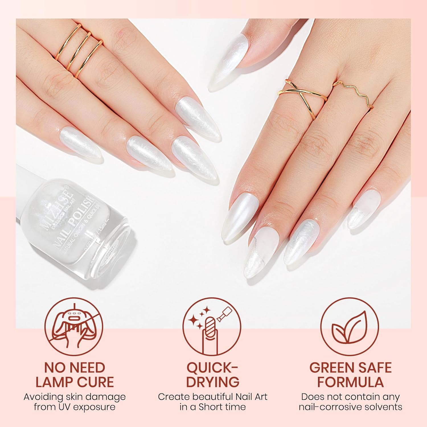 MIZHSE Nail Polish: 15Ml Aurora Milky White Nail Polish Mermaid Pearl Nail Polish Quick Dry, Fingernail and Toenail Polish Glossy Long Lasting Nail Polish Trendy DIY at Home Nail Gift Spree