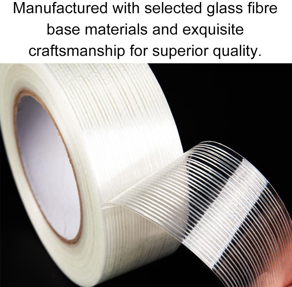 Fiberglass Filament Tape, Reinforced Fiberglass Packing Tape Heavy Duty Transparent Strapping Tape for Packing, Repairing, Fixing (20Mm X 50M) image number 6
