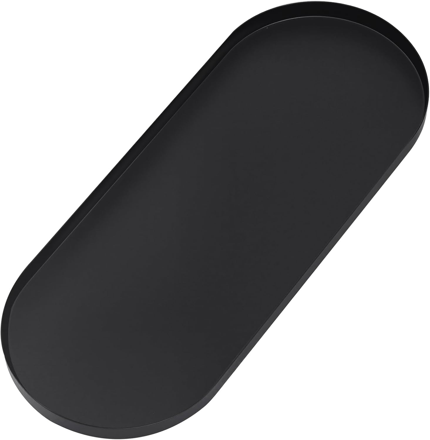 Black Bathroom Vanity Tray, Oval Small Decorative Serving Tray, Jewelry Dish Metal Trinket Tray, Perfume Candle Key Towel Storage Tray (Black, 30Cm 1 Pcs)