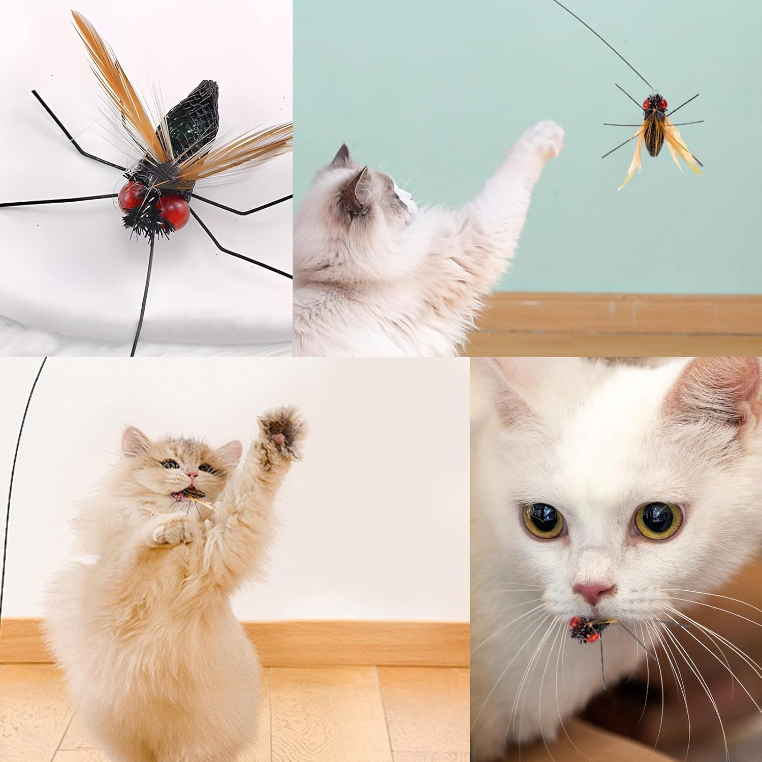 Funnaura 7 Pcs Cat Wand Set, Cat Wand Toy with 6 Pcs Cat Toys Replacement image number 4