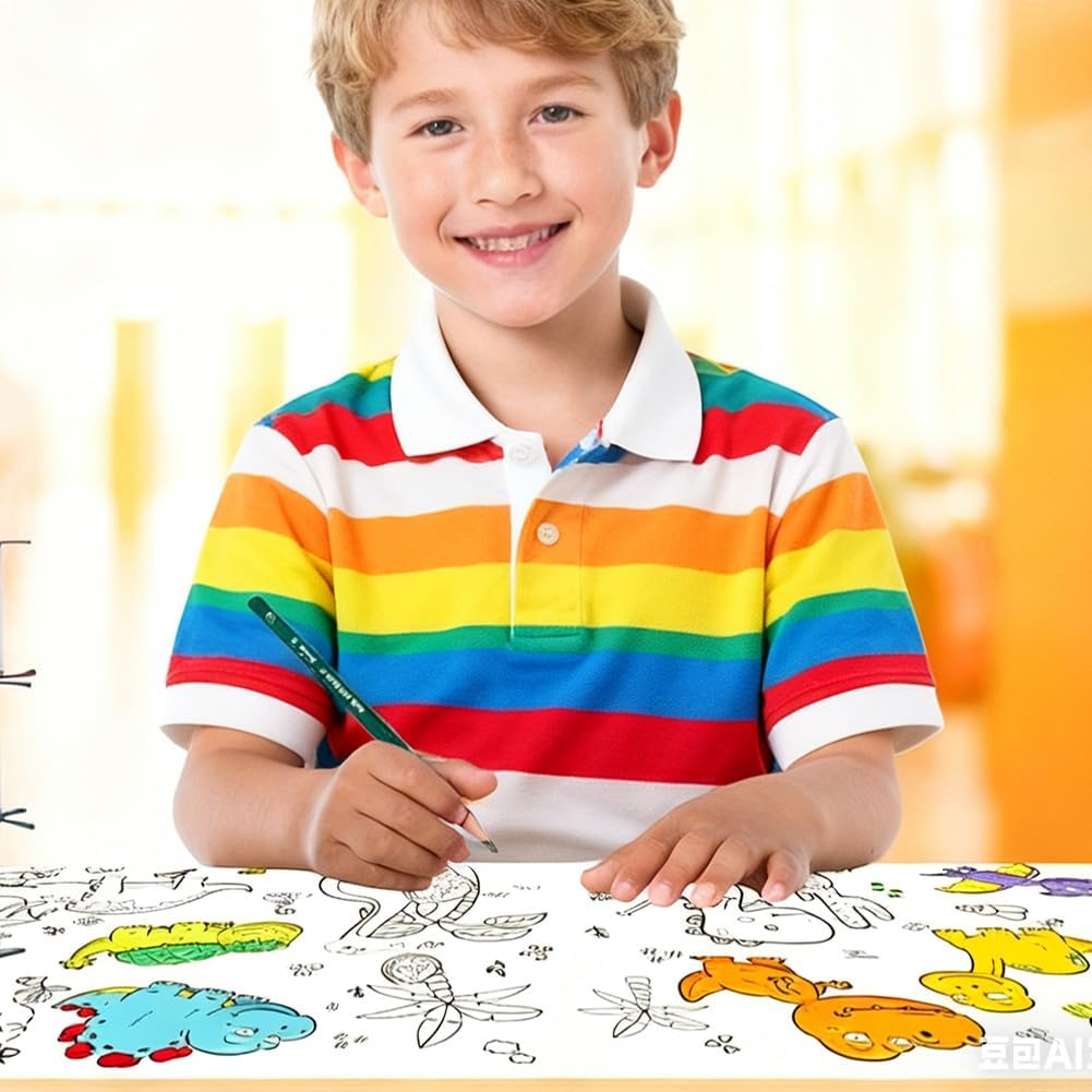 Set of 6 Children'S Painting Rolls (30 X 90 Cm) - 6 Themes Cuttable Drawing Roll, DIY Colouring Paper, Creative Colouring Templates for Children, Ideal for Craft Activities and Wall/Window Decoration