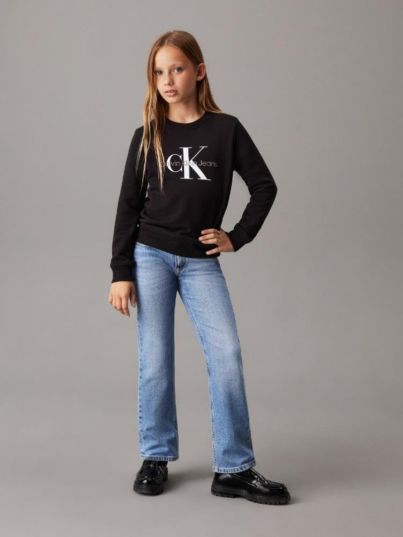 Calvin Klein Kids Monogram Terry Cotton Sweatshirt, Black, 6 image number 2