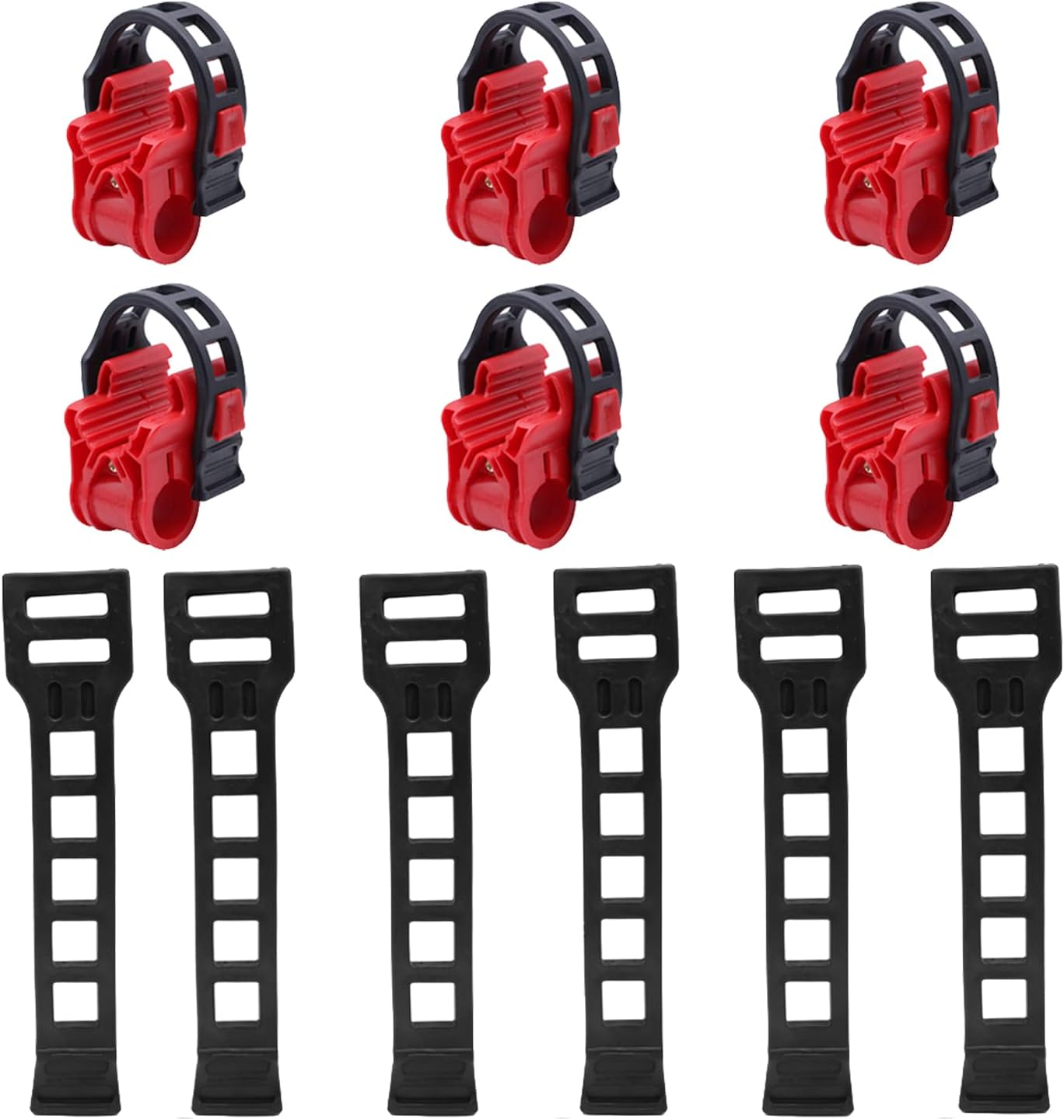 6Pcs/Set Bike Rack Hitch Mount Bicycle Car Bike Rack Strap Replacement Cradles Cargo Carrier Spare Hooks with Rubber Straps Car Racks Accessories 1-1/4"&2" Truck Hitch Red&Black image number 2