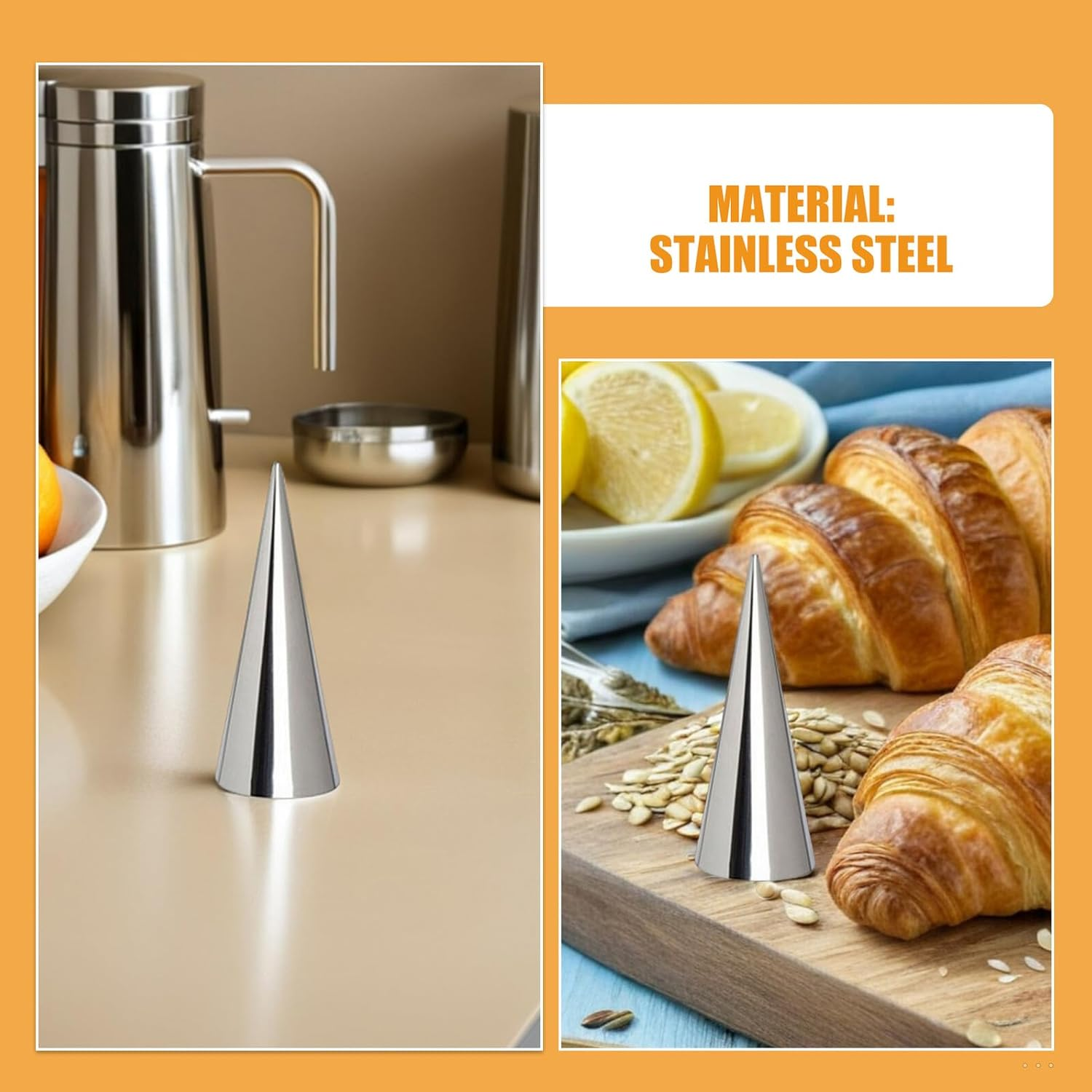Jojofuny 80Pcs Stainless Steel Baking Tools Conical Horn Molds Croissant Pastry Maker Molds for Baking Home Use image number 1