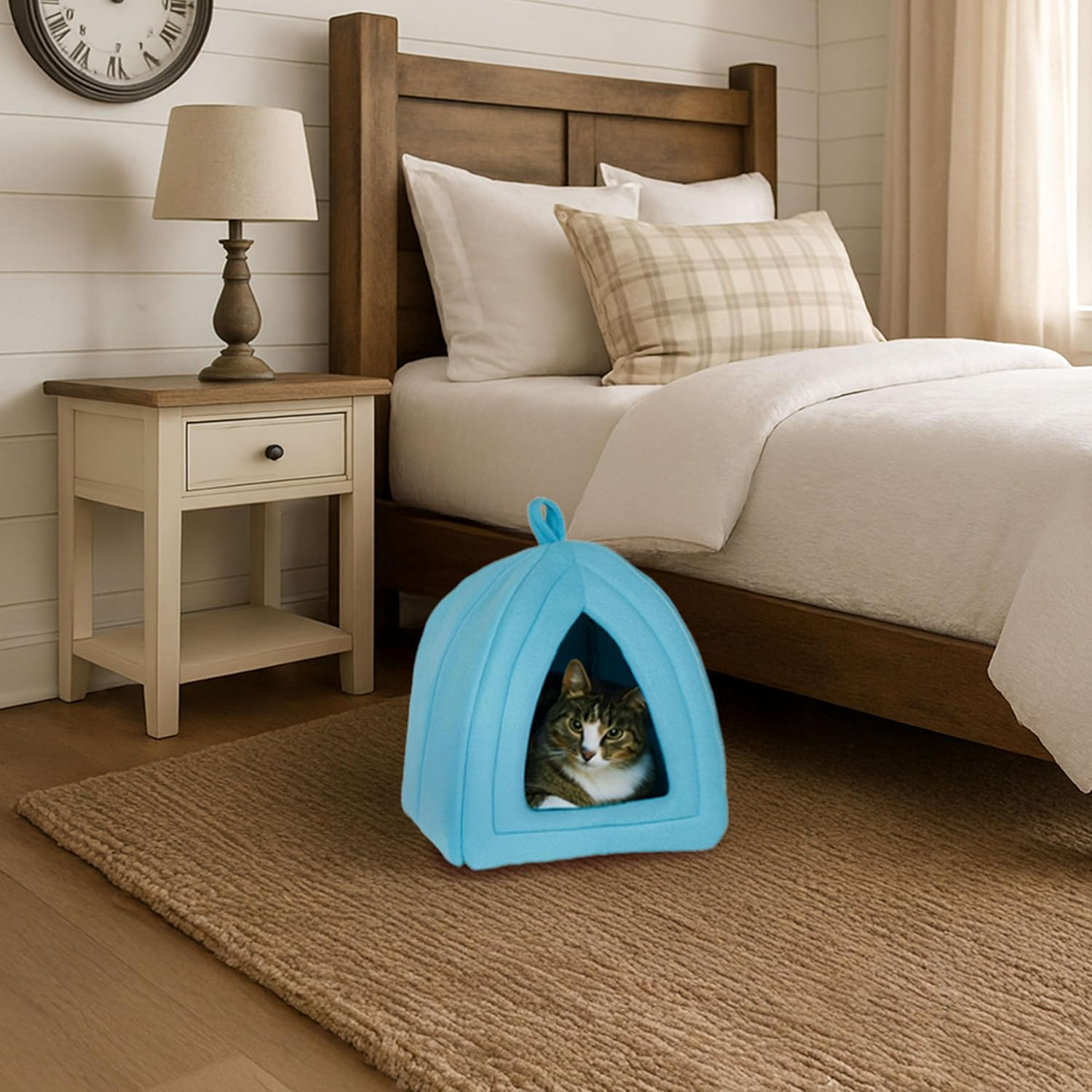 PETMAKER Cat House - Indoor Bed with Removable Foam Cushion - Pet Tent for Puppies, Rabbits, Guinea Pigs, Hedgehogs, and Other Small Animals by (Blue) image number 3