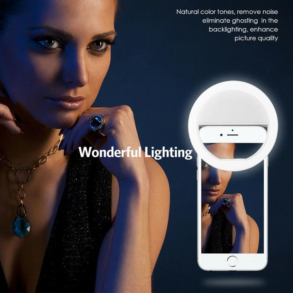 Selfie Ring Light, Portable USB Rechargeable 36 LED Phone Fill Light, Dimmable 5600K Clip-On Mobile Lamp for Iphone Android, Live Broadcast Video Conference Selfie Fill Light for All Smartphone