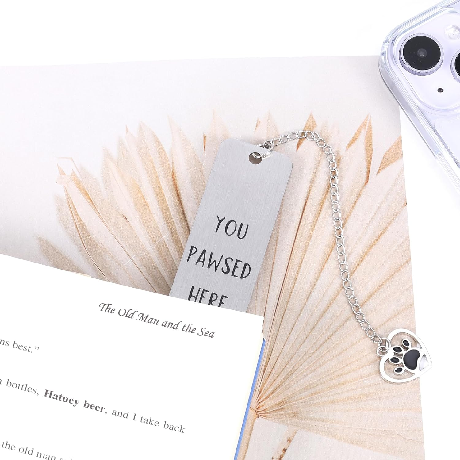 Gosknor Cat Bookmark, Cute Cat Gifts, Funny Metal Book Marks for Reading, You Pawsed Here, Zinc Alloy, 1 Piece