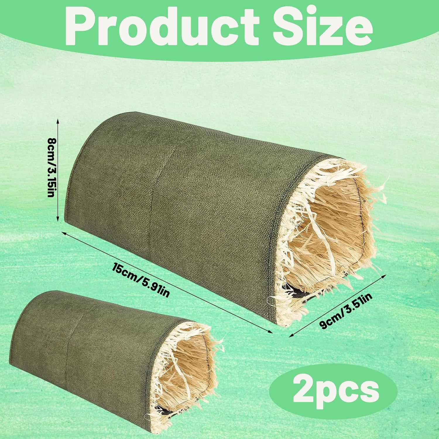 Guinea Pig Accessories, 2 Green Houses for Small Animals, Rabbit Accessories, Guinea Pig Tunnel, Toy for Rodents, Hamster Cave Made of Natural Material image number 1