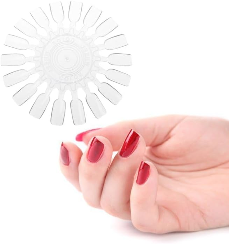 180Pcs Transparent Clear Nail in 1 Swatch Wheel, Nail Art Polish Practice Display Tips Nail Sample Sticks, Nail Practice Color Display Polish Board for Home DIY Manicure Nail Swatches image number 5