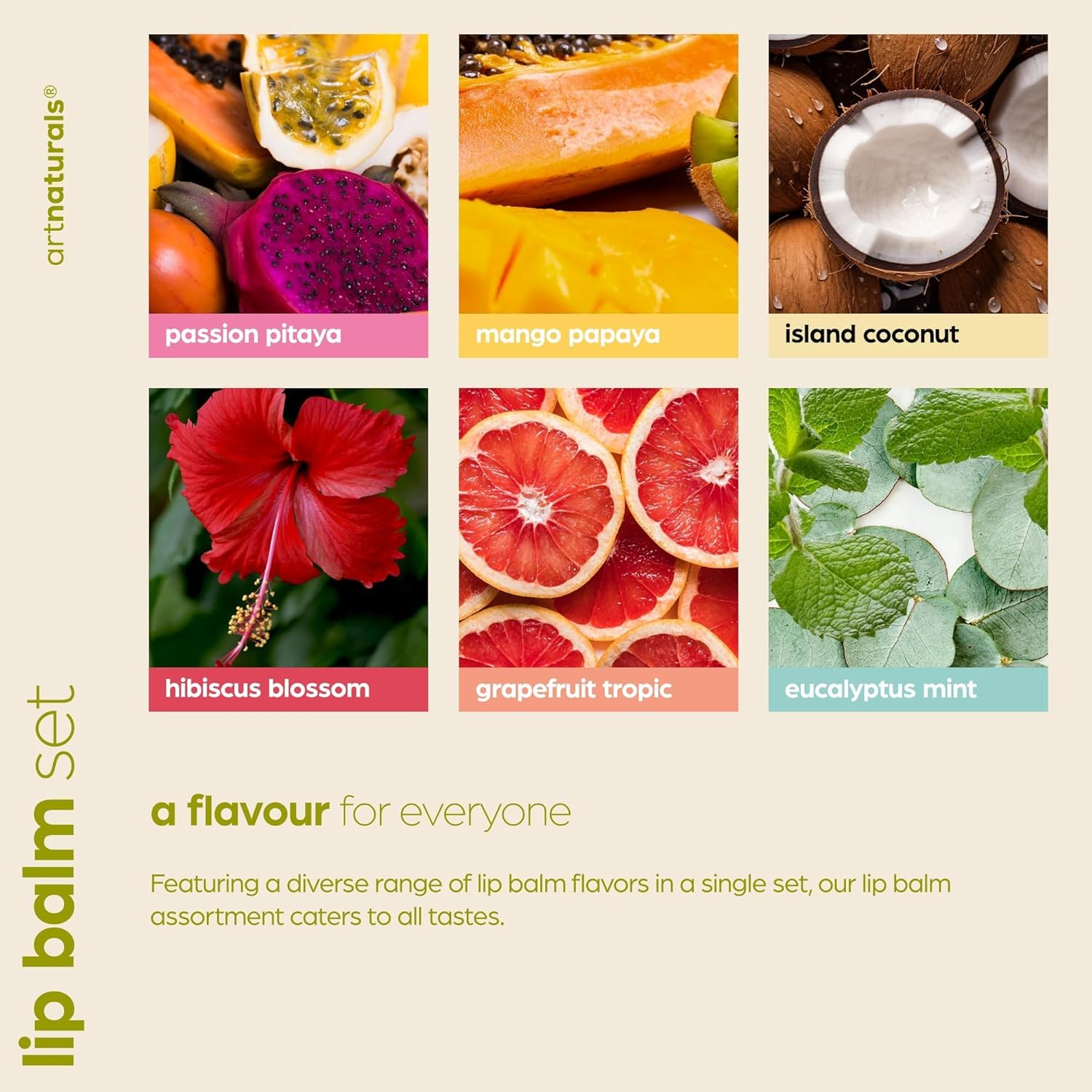 Artnaturals Natural Lip Balm Beeswax - (6 X .15 Oz / 4.25G) - Gift Set of Assorted Flavors - Chapstick for Dry, Chapped & Cracked Lips - Lip Repair with Aloe Vera, Coconut, Castor & Jojoba Oil image number 4