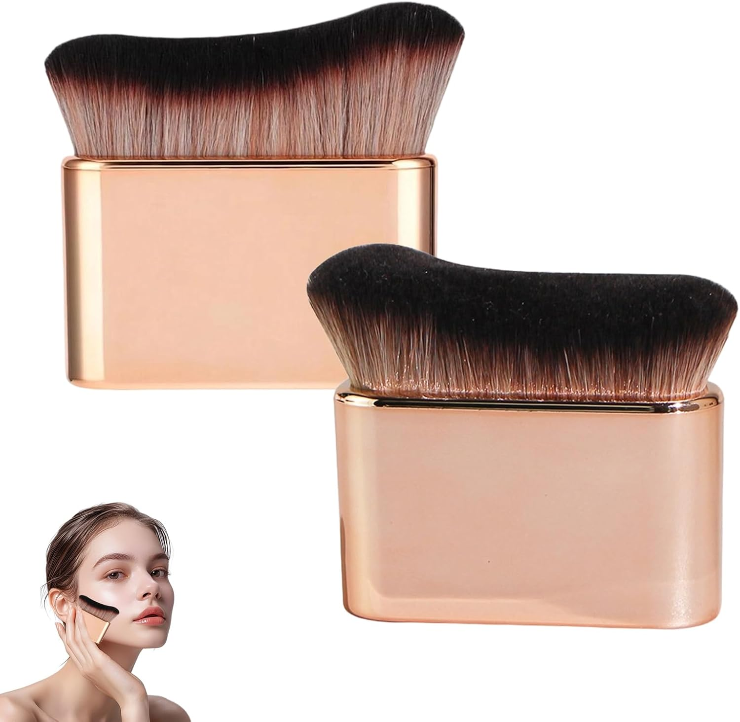 Pack of 2 Self-Tanning Brushes, Kabuki Brush, Body Glow, Self-Tanning, Leg and Body Make-Up, Body Brush, Soft, Multifunctional, for Applying Body Lotion, Make-Up for Body, Women, Daily Use and Beauty image number 6