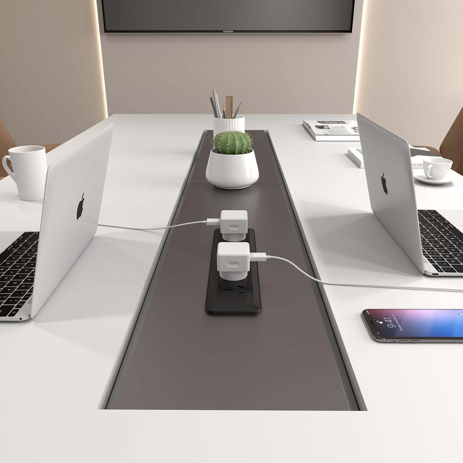 Embedded Desk Power Strip, Flush Mount Extension Cord Flush Outlet Extension Cord with Cable Access Hole, 2500W AU Plug Furniture Power Strip for Conference Table, Office Workstation, 1.8M image number 1