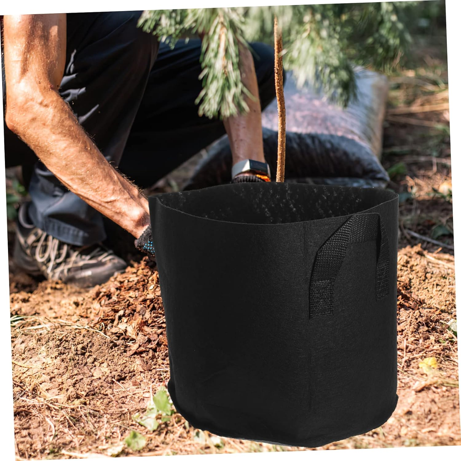 Yardwe Thickened Non-Woven Fabric Grow Bags 6Pcs 3-Gallon Planting Pouches for Vegetables Flowers Nursery Ventilated Design Sturdy Black Gardening Plant Grow Bags for Garden and Patio Use image number 6