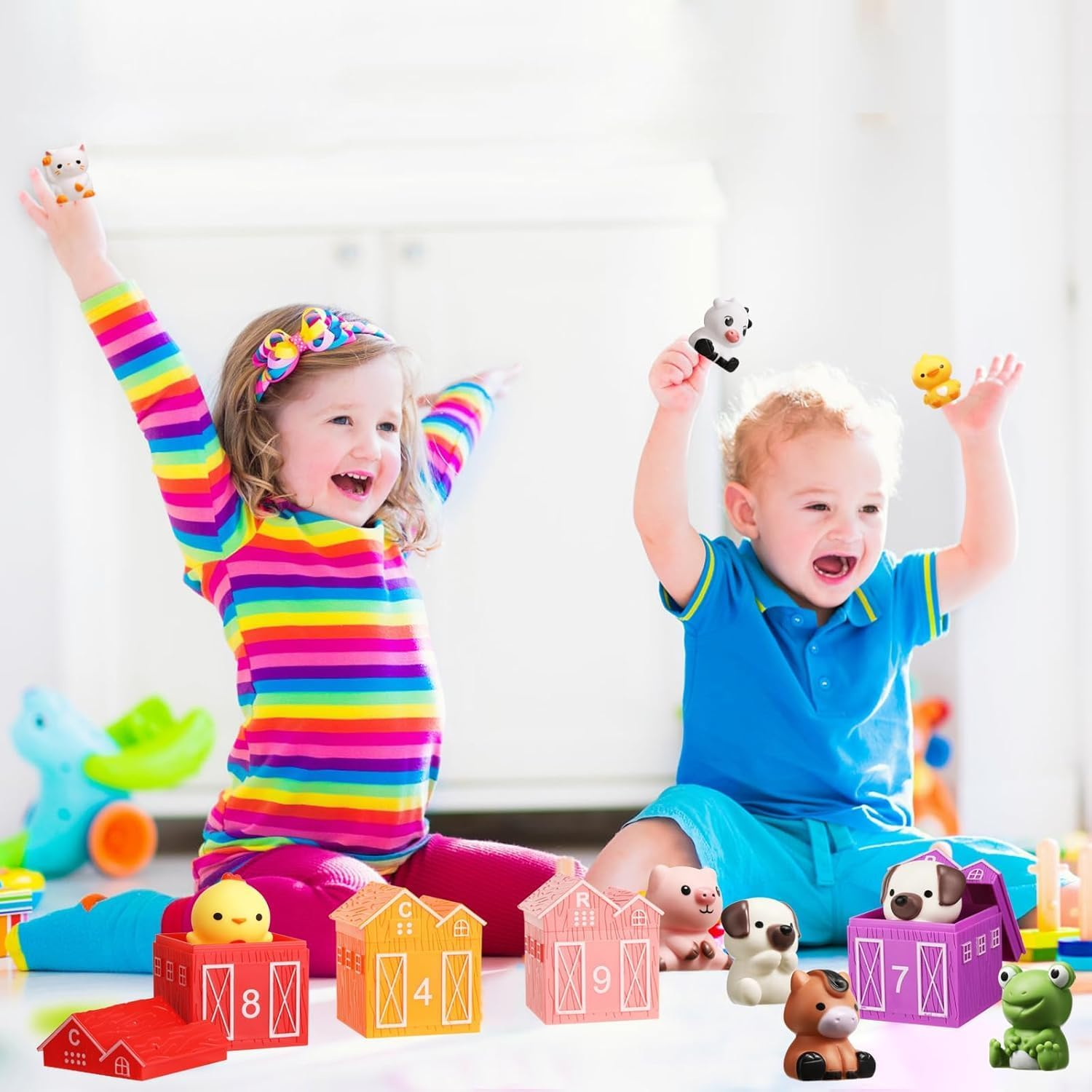 Learning Toys for Toddlers over 3 Years Old, 20Pcs Farm Animals Toys Montessori Counting, Matching & Sorting Fine Motor Games, Christmas Birthday Baby Boys Girls image number 6