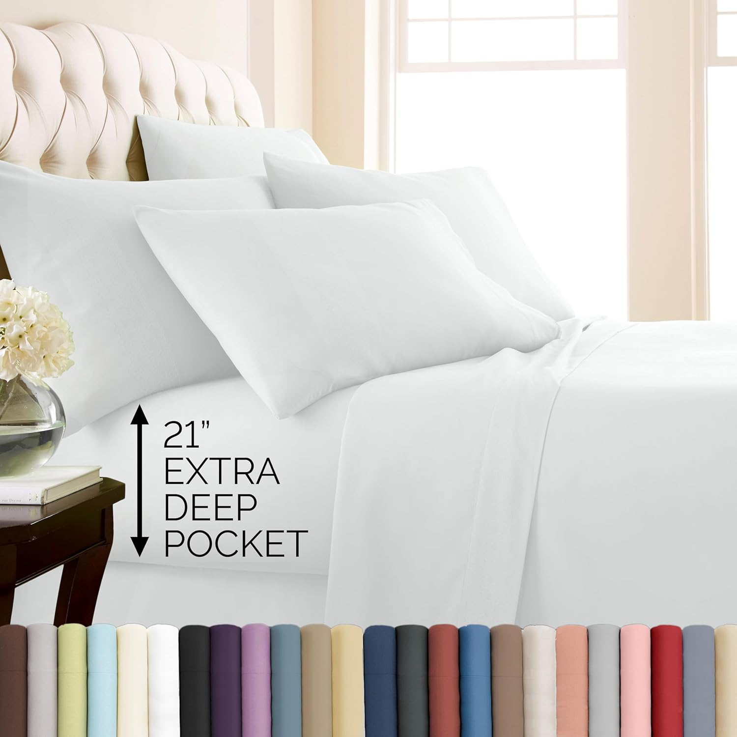 Southshore Fine Linens 6 Piece - Extra Deep Pocket Sheet Set - White - Queen image number 3