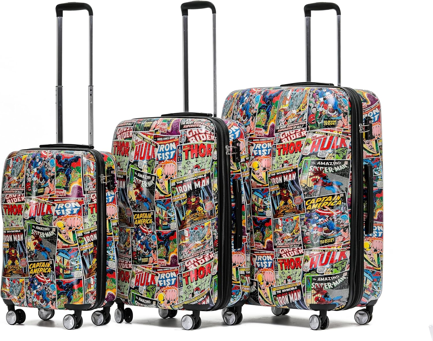 Marvel Set of 3 Cases - Retro Comic Hardside Luggage Set, Multicolor image number 1
