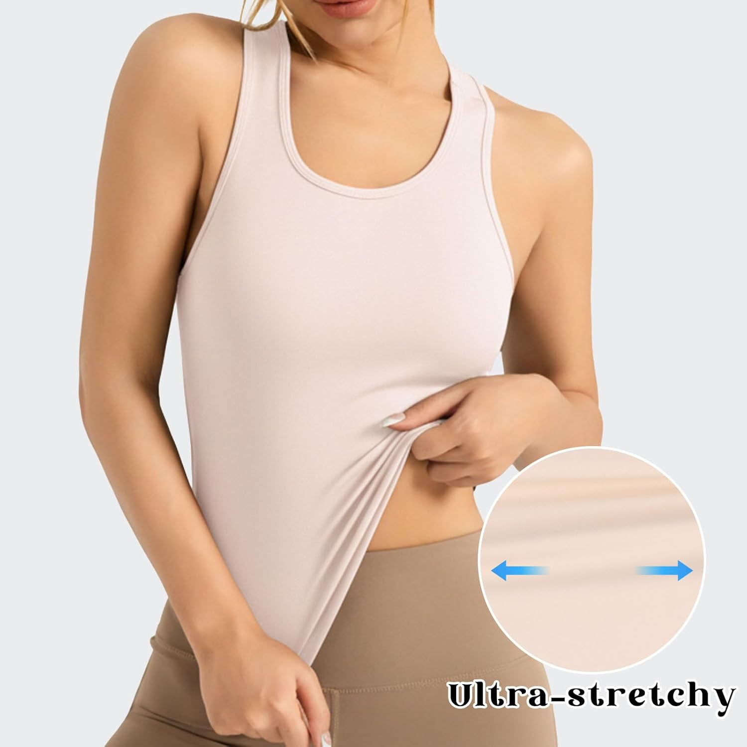 Womens Longline Sports Bra, High Elasticity Yoga Fitness Crop Top with Built in Pads for Gym Running Workout Tank Tops image number 6