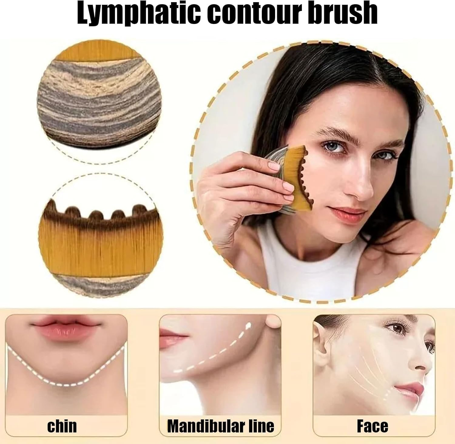 Yxvyxymyxxg​ Facial Lymphatic Brush & Contour Massager - Ergonomic Dry Brushing Tool for Reducing Puffiness, Defining Facial Features, Easy to Clean & Store image number 2