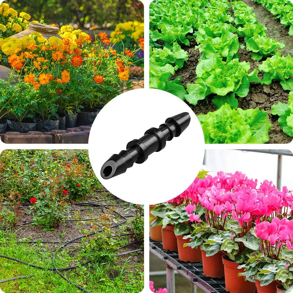 JOYPRO 100 Pieces Drip Irrigation 1/4" Barbed Coupling Fittings, Barbed Connectors for 1/4 Inch Irrigation Tubing, Drip Line Coupler for Drip Sprinkler Garden Lawn Systems - 25P Locked Nozzles-Or image number 6