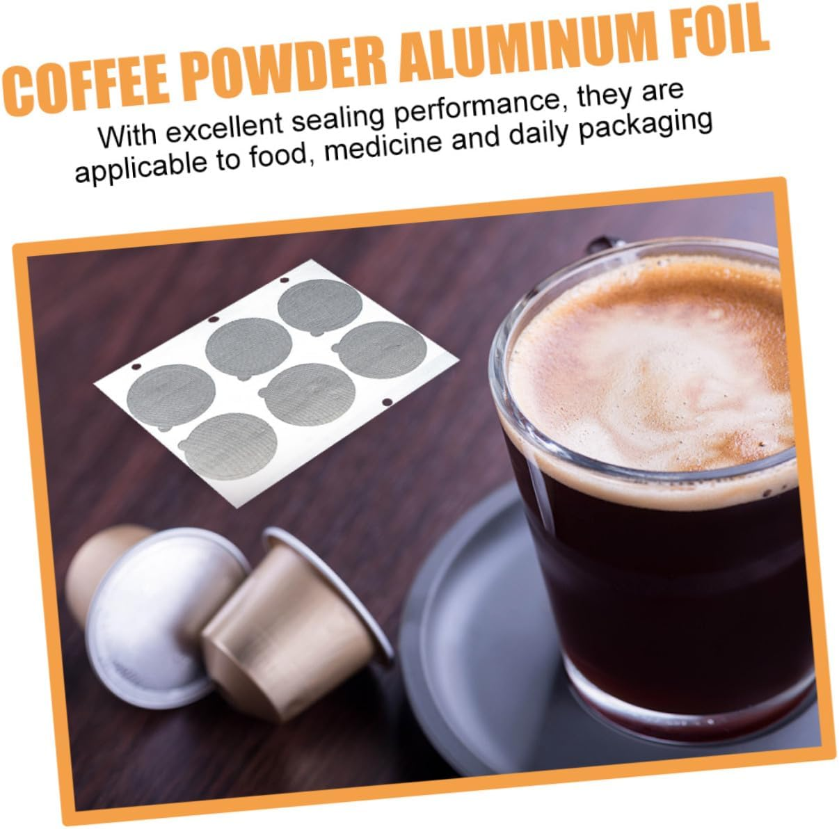 TEHAUX Espresso Seal Lids Aluminum Foil Capsule Cup Sealing Film Coffee Powder Foil Lids for Coffee Capsules 120Pcs for Home and Commercial Use image number 3