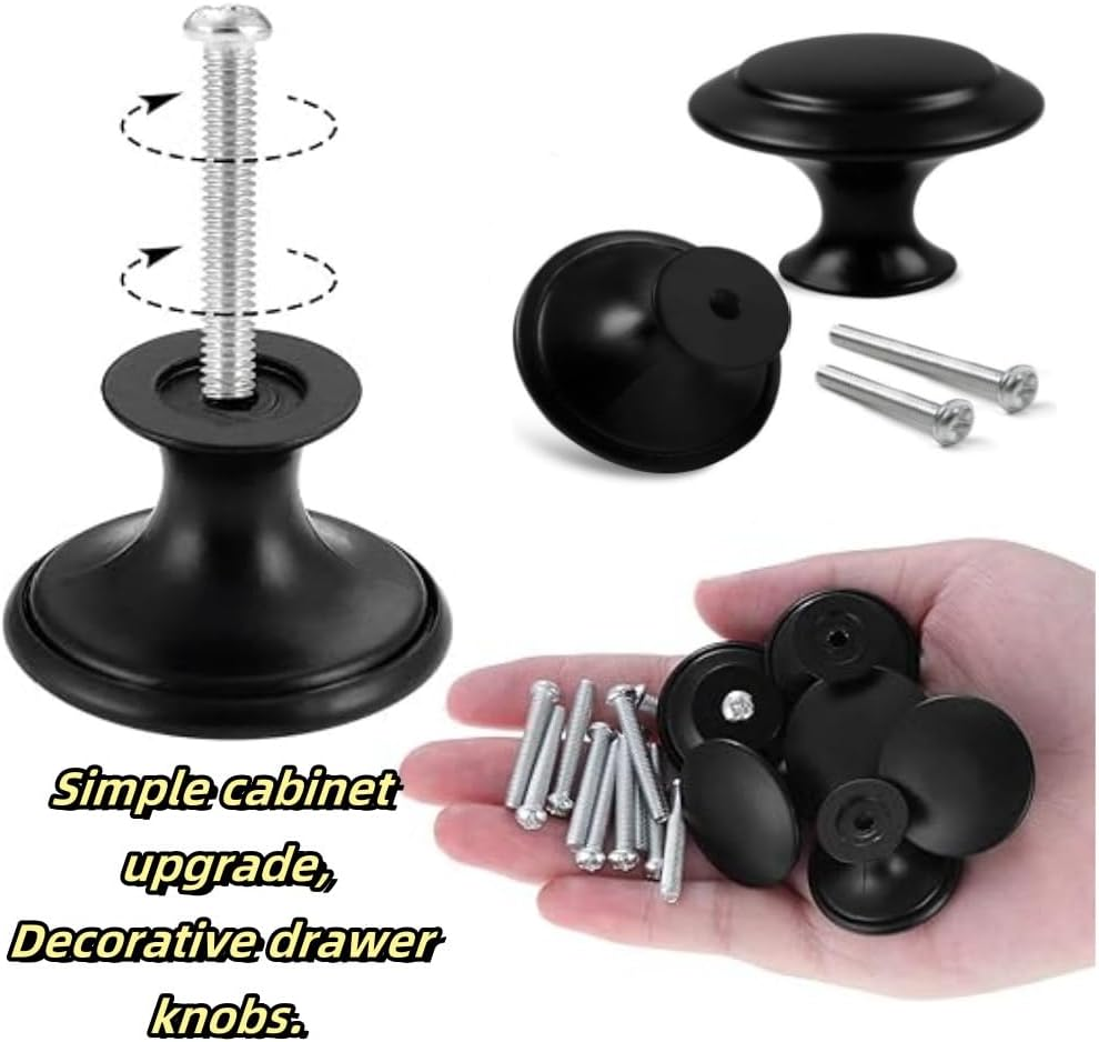 Jindizi 12 Pcs Circular Cabinet Knobs Stainless Steel Drawer Knobs Wardrobe Hardware Matte Black Drawer Knobs Kitchen Cabinet Doors Bathroom Cabinets image number 1
