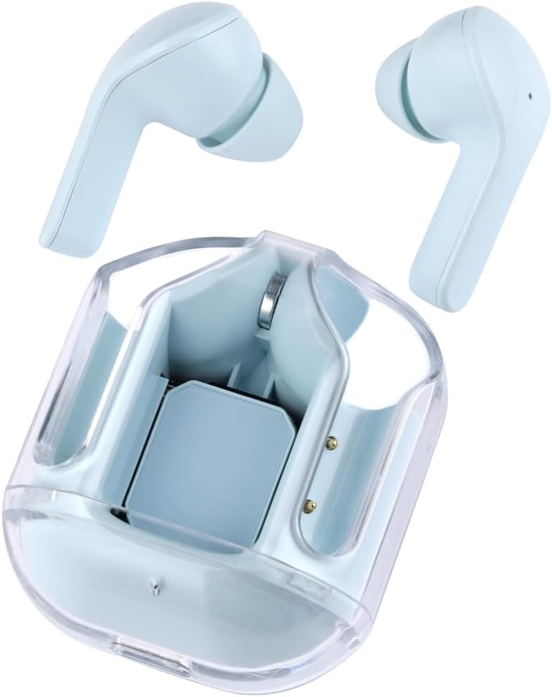 NK Wireless Bluetooth TWS Headphones - LED Indicator, Charging Case with Silicone Case, up to 15 Hours Use + Lanyard - Blue