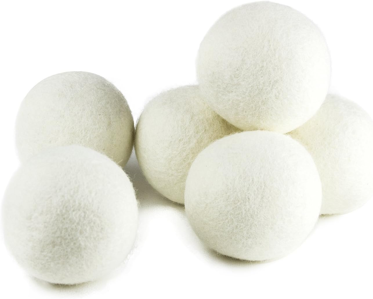 (Upgraded) Snugpad XL Size Wool Dryer Balls Natural Fabric Softener & 100% Organic Premium New Zealand Wool, Reduce Wrinkles & save Time, Baby Safe & Hypoallergenic, White 6Count image number 1
