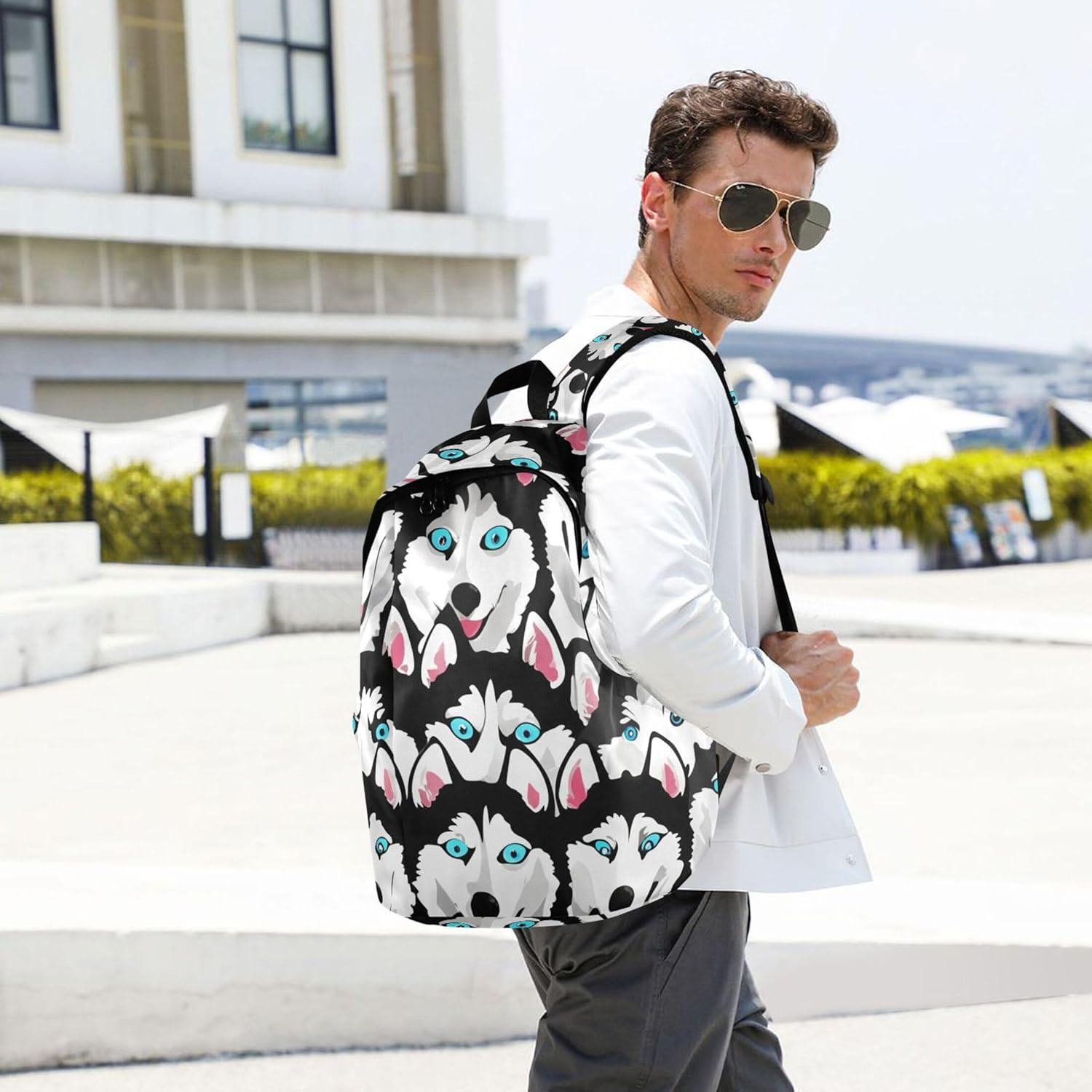 Happy Siberian Husky Dog Cute Backpacks for Women Casual Fashion Gifts for College Students image number 1