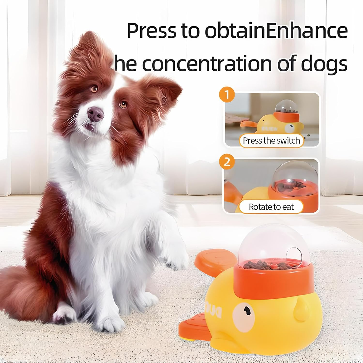 Tasmegol Dog Treat Dispenser Toy 2-In-1 Duck-Shaped Interactive Dog Food Slow Feeder Puzzle Toy image number 1