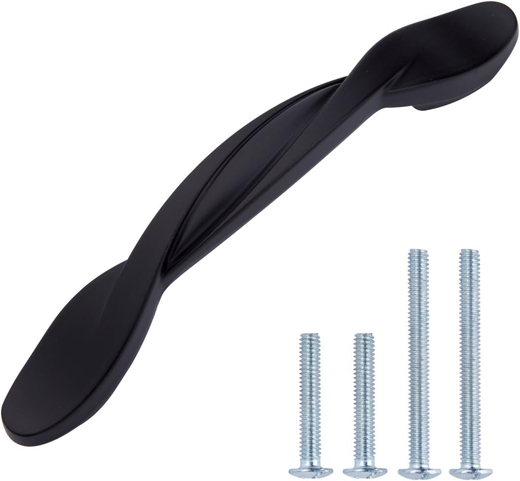 Amazon Basics Twisted Cabinet Handle, 4.5-Inch Length (3-Inch Hole Center), Antique Silver, 10-Pack