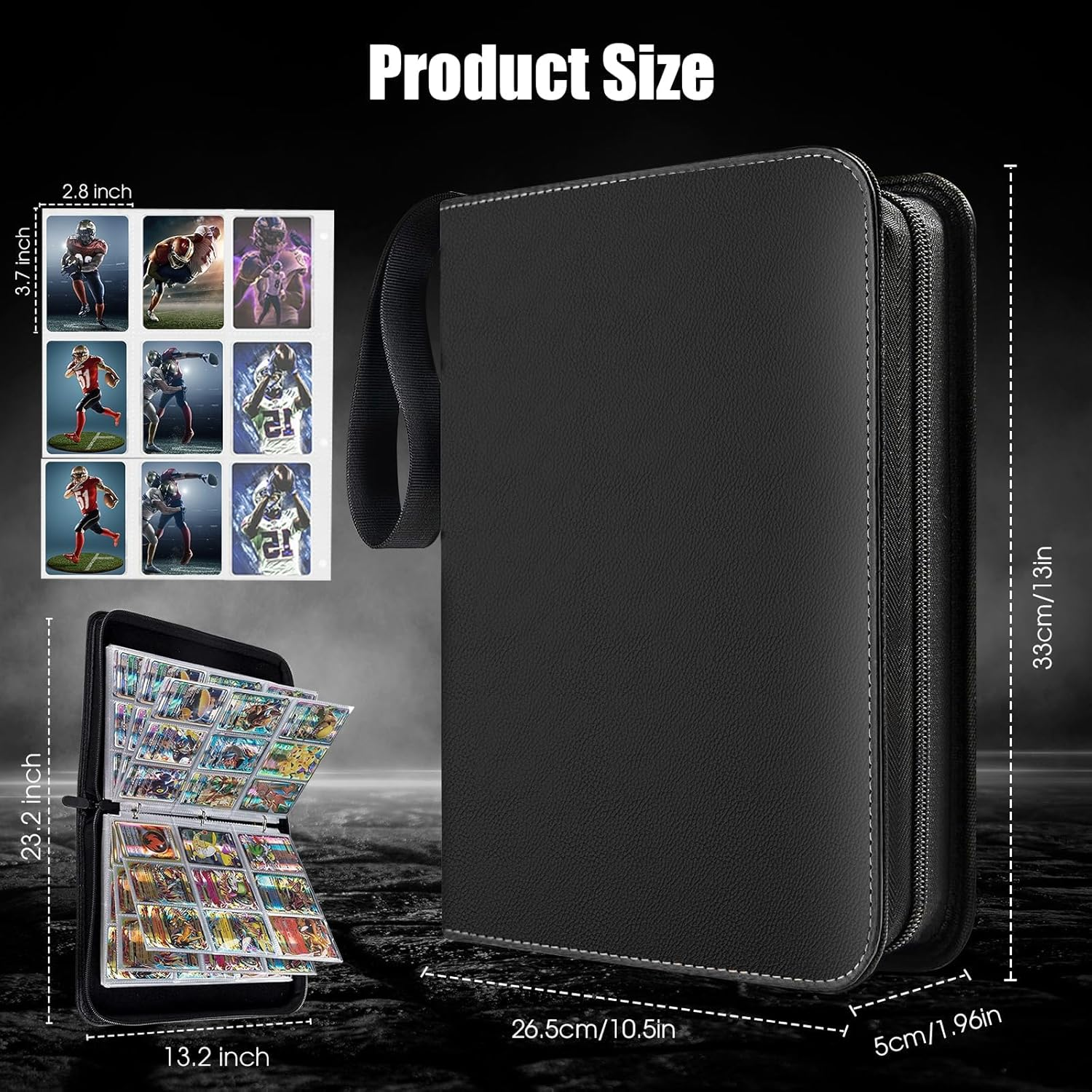 9 Pocket Card Binder, Premium Zip Trading Card Binder, 900 Double Sided Pocket PU Collection, Collector Album, Card Folder for MTG, TCG, Sports Cards, image number 5