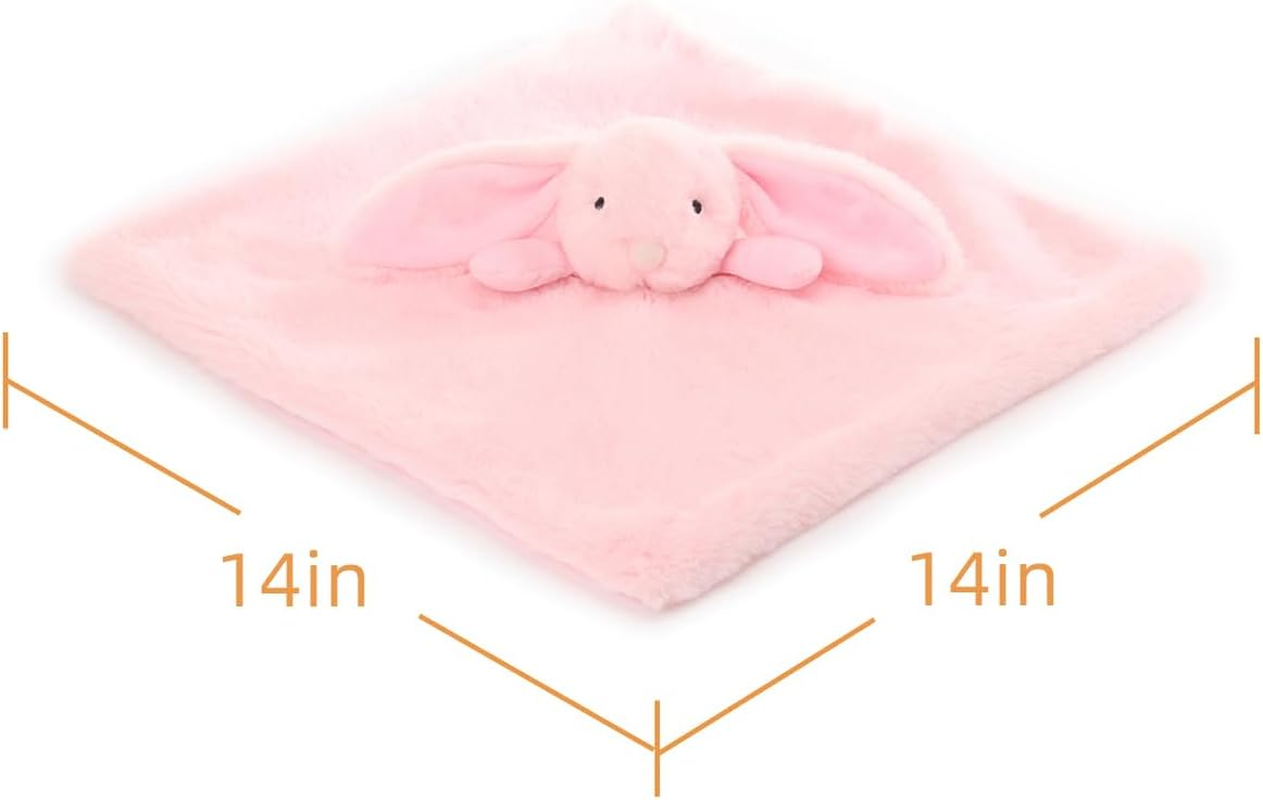 Apricot Lamb Stuffed Animals Pink Bunny Rabbit Security Blanket Infant Baby Lovey (Pink Bunny, 13 Inches) image number 4