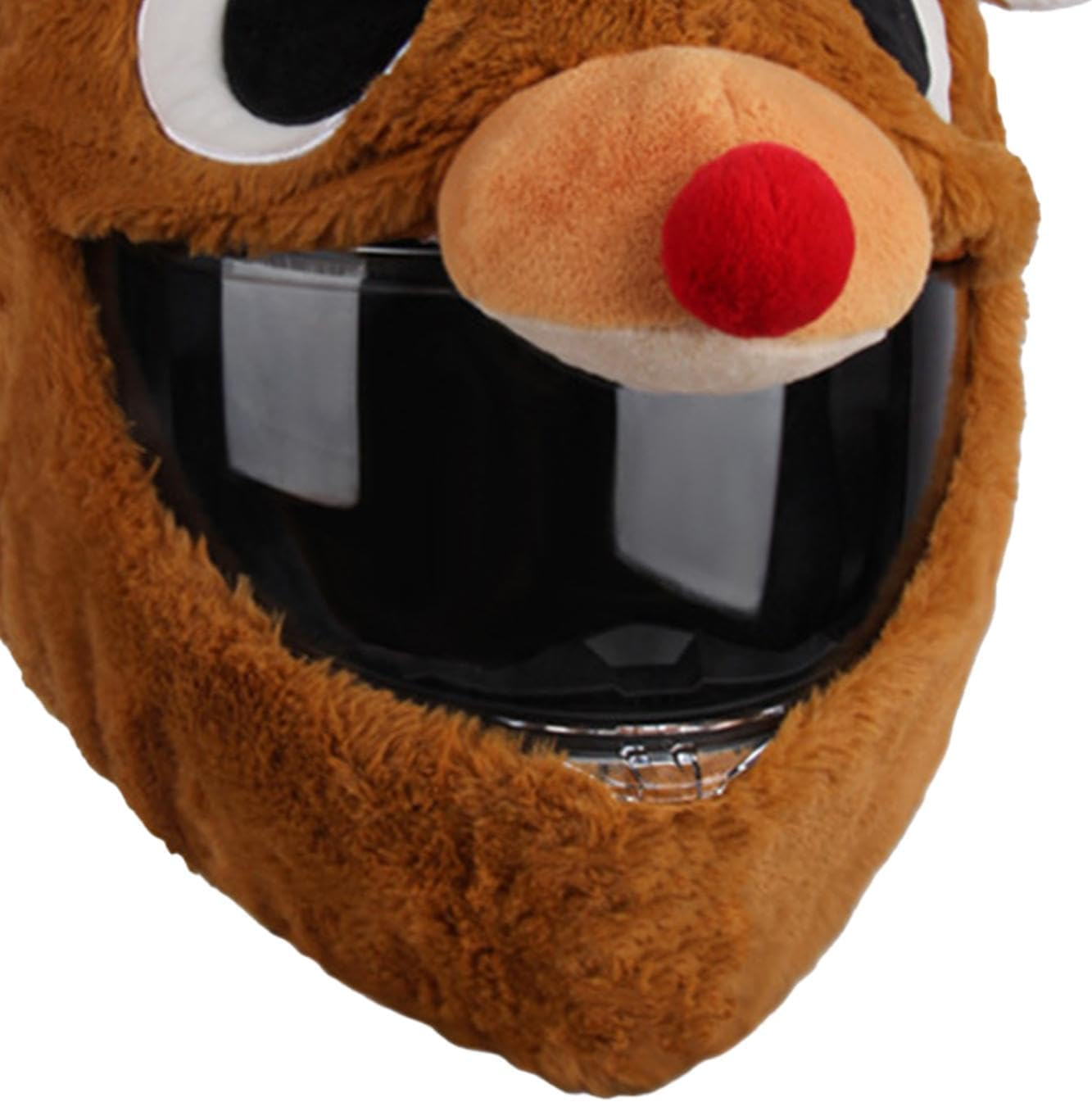Generic Helmet Cover Sleeve Cartoon Reindeer Shaped Plush Adorable for Full Face Helmets Men and Women Motorbike Funny Helmet Cover image number 2