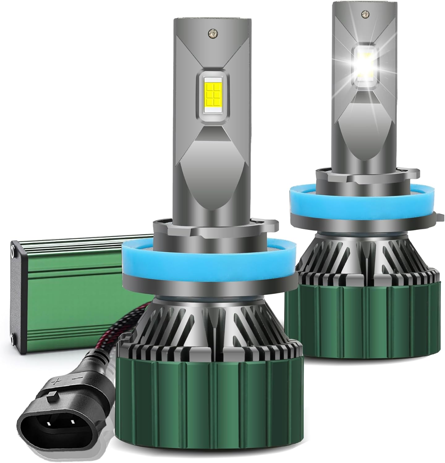 H11 H8 H9 LED Headlight Bulbs, 600% Brightness 28000LM 6500K Xenon White Conversion Kit Plug and Play High/Low Beam Fog Light Bulb, Pack of 2 image number 3