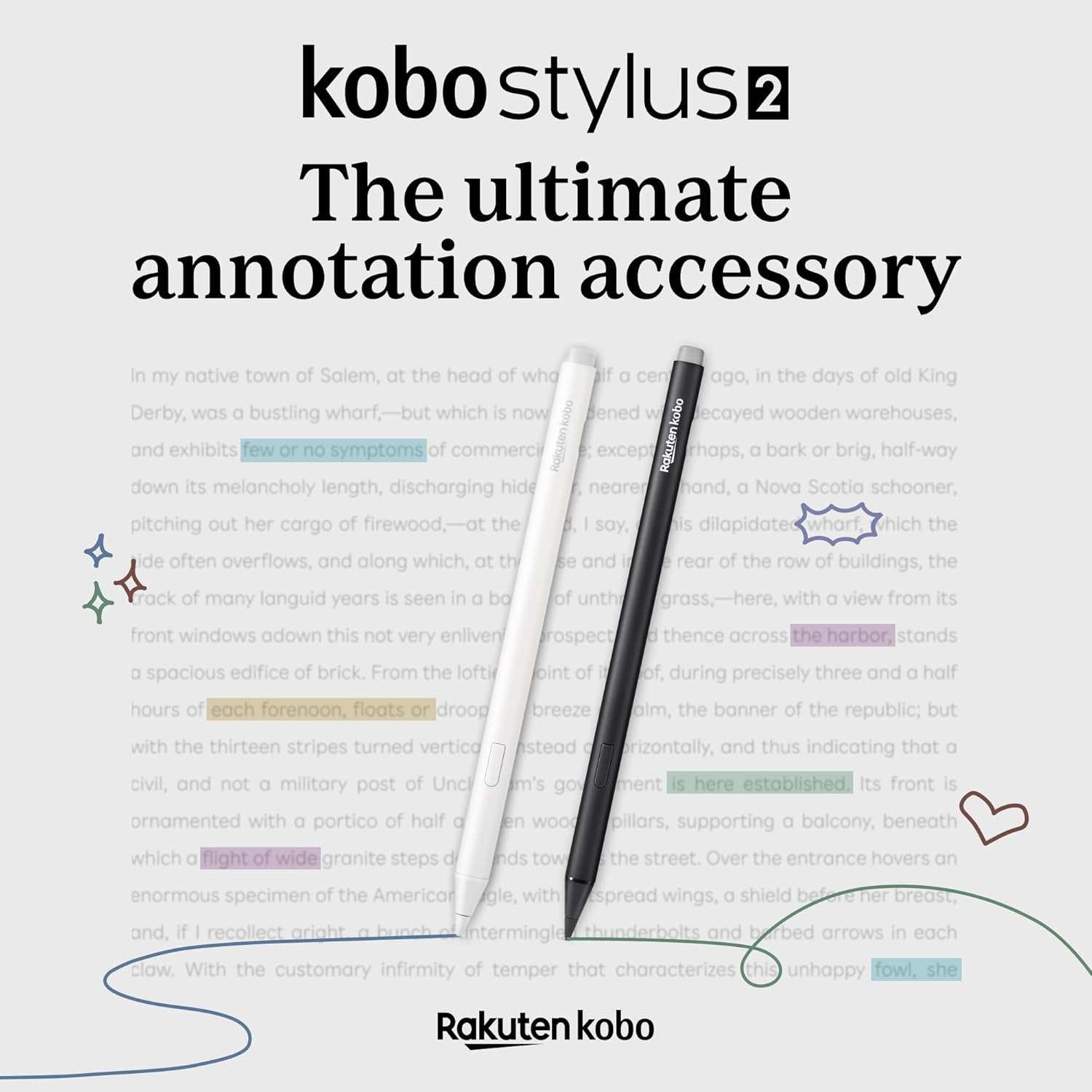 Kobo Stylus 2 | White | Mark Up, Write Notes and Make Highlights | Rechargeable via USB-C |Compatible with 7" Libra Colour Ereader & Kobo Sage Ereader image number 2