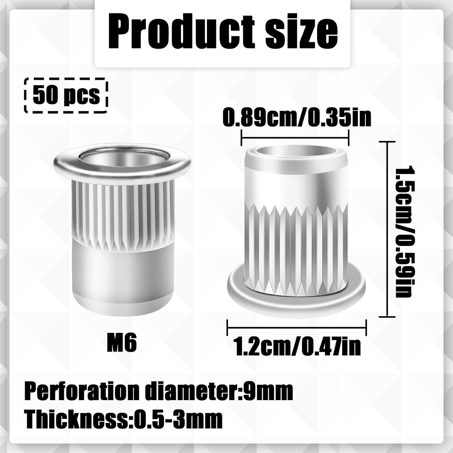 M6 Flat Head Rivet Nuts, 50 PCS Stainless Nut Inserts for Automotive, Furniture, Decoration image number 1