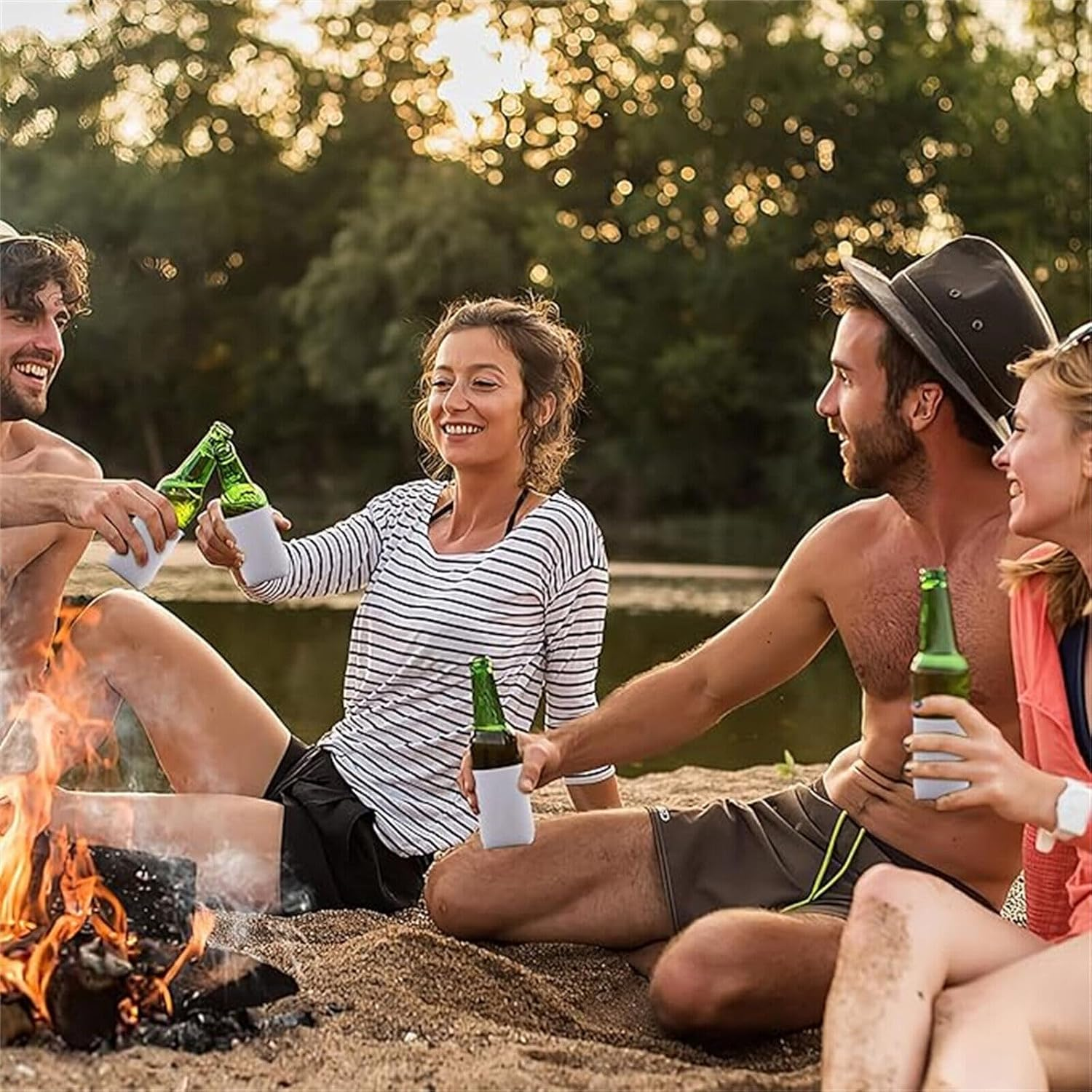 PARTY BESTBUY Blank Beer Can Cooler Sleeves 20PCS, Soft Insulated Reusable Beer Cooler Sleeves, Sublimation Blanks for Vinyl Plain Collapsible Foam Can Sleeves Coolers for Soda Cans and Bottles(White) image number 1