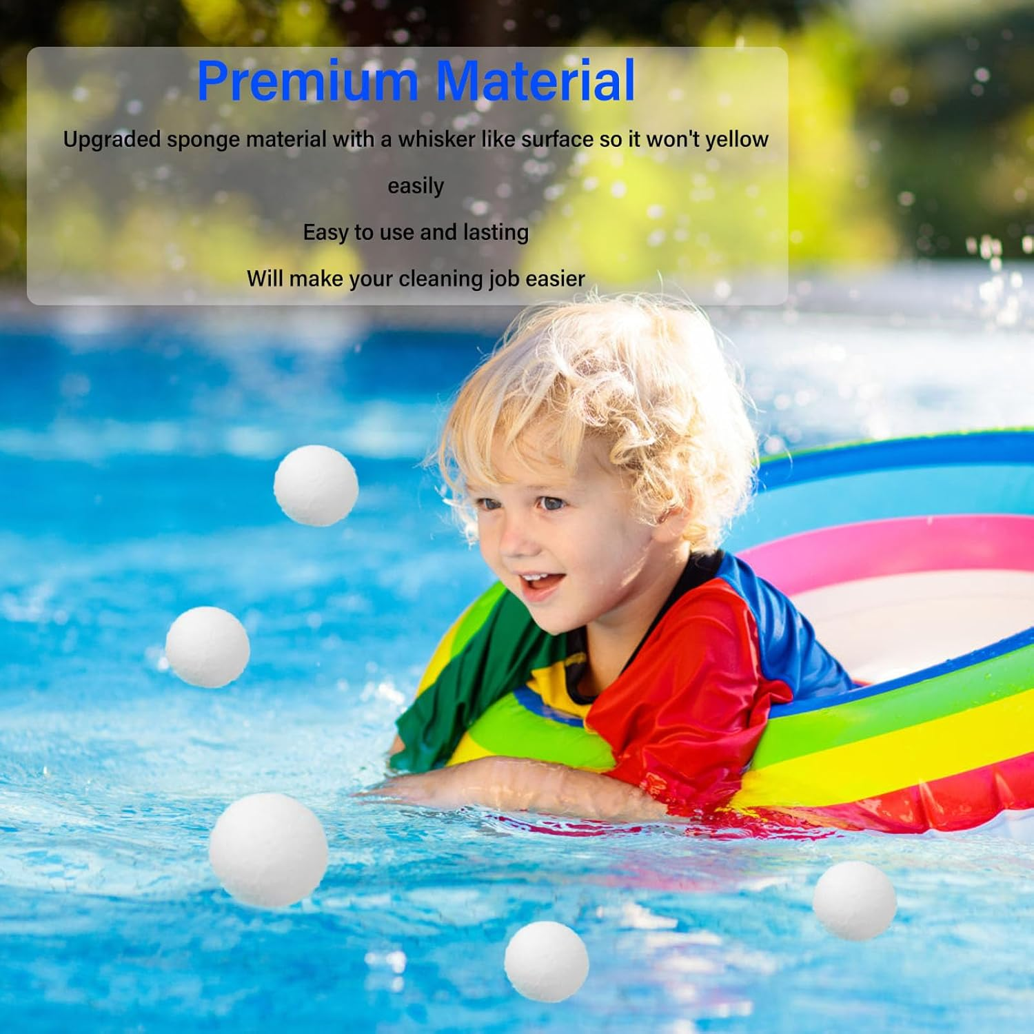 4Pcs Scum Eliminating Ball, Reusable Washable Oil Absorbing Sponge Spa Cleaner Scum Ball Floating Pool Filter for Swimming Pool, Scum Eliminating Sponge Balls image number 6