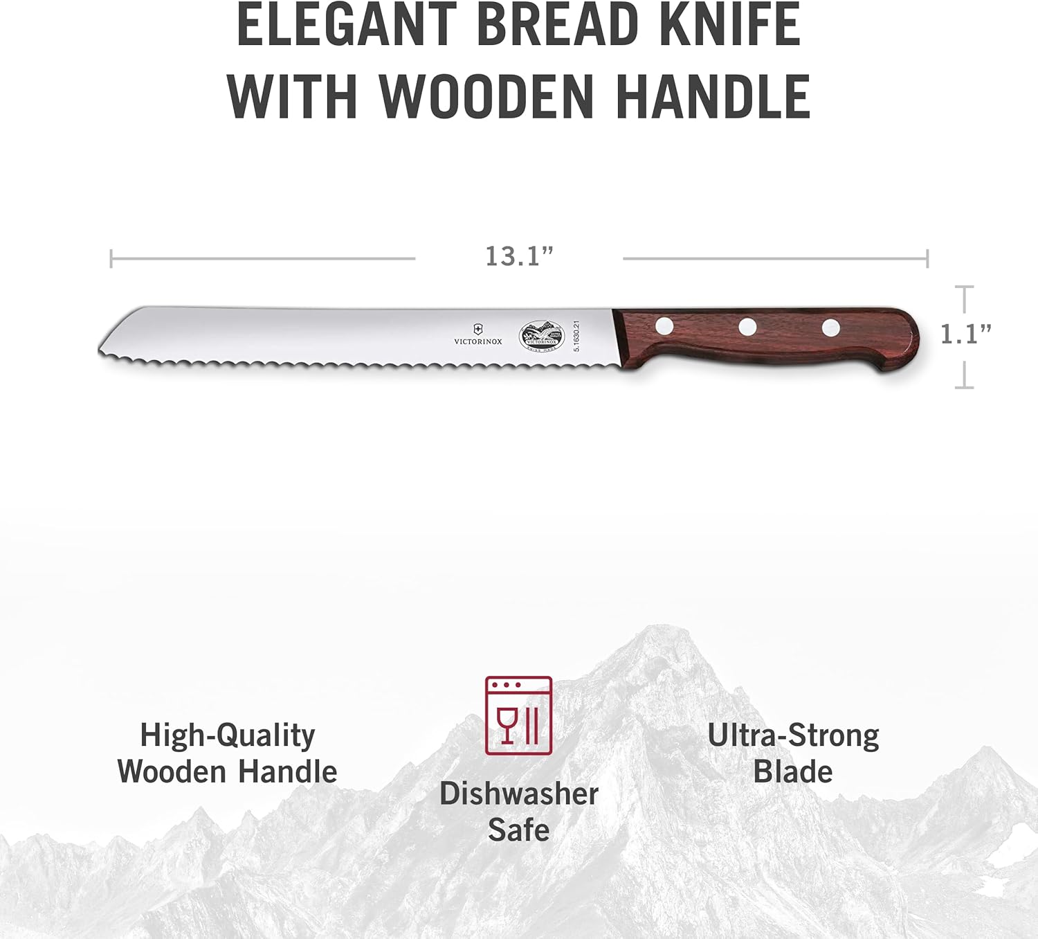 Bread Knife, Wavy Edge 21Cm - Wood image number 4