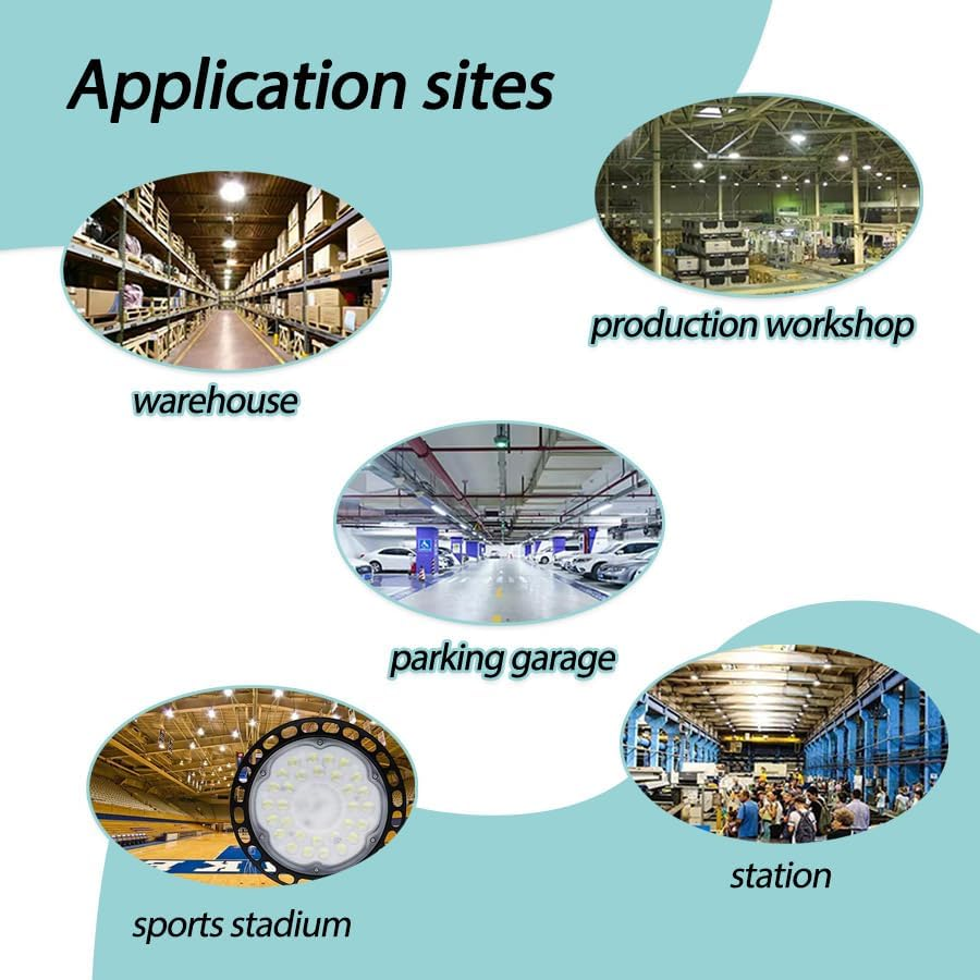 PORIYA 100W/300W/500W UFO LED High Bay Lights,6500K&Ip 65 Waterproof LED Light,Hangable with Hook/Chain, Plug-In for Factories, Warehouses, Workshops, Stores, Garages, Gyms, & Industrial Sheds image number 2