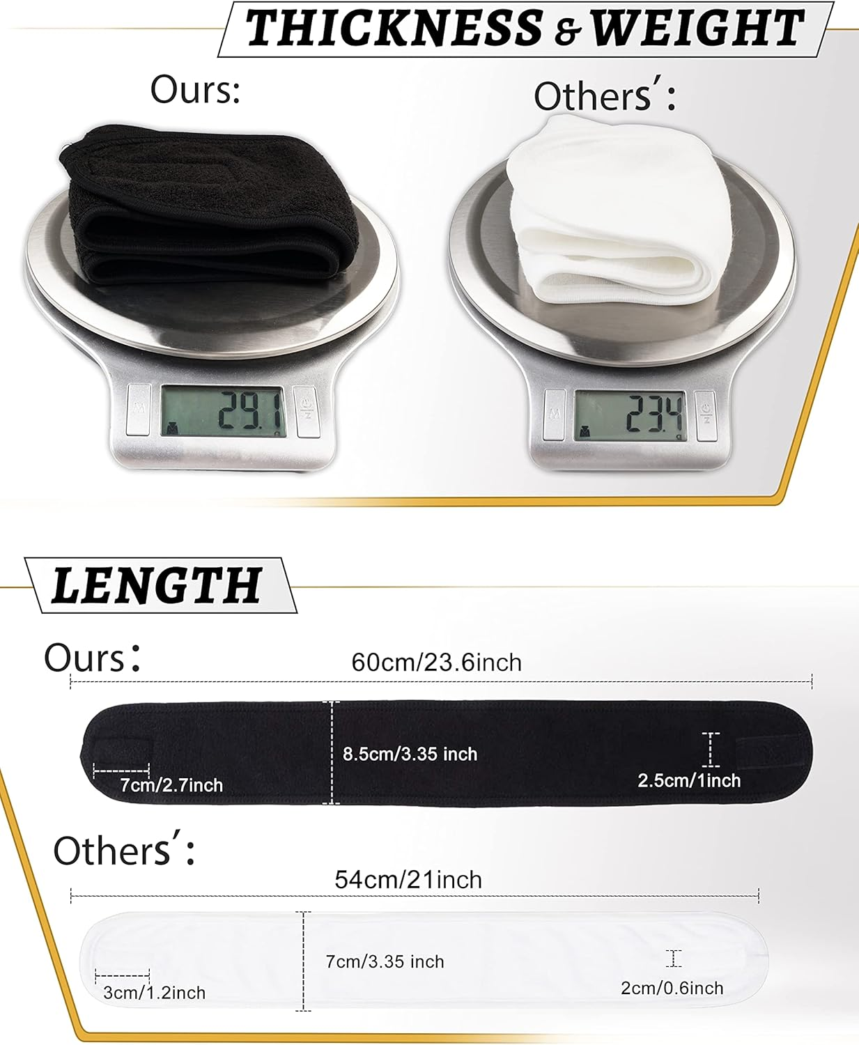 Mohern 4Pcs Spa Facial Headband, Makeup Bath and Sport Headband, Adjustable Terry Cloth Headband with Magic Tape(Black & White) image number 2