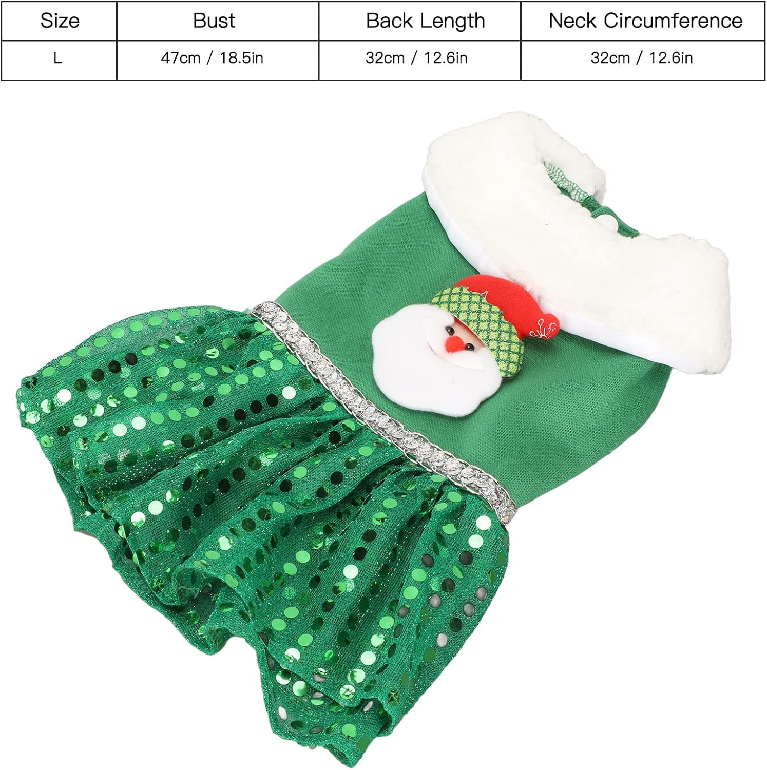 Pet Christmas Dress, Soft Breathable Warm Cute Fashionable Dog Party Clothes, Dog Christmas Sweater Xmas Pet Clothes for Small Medium Dogs Green (L)