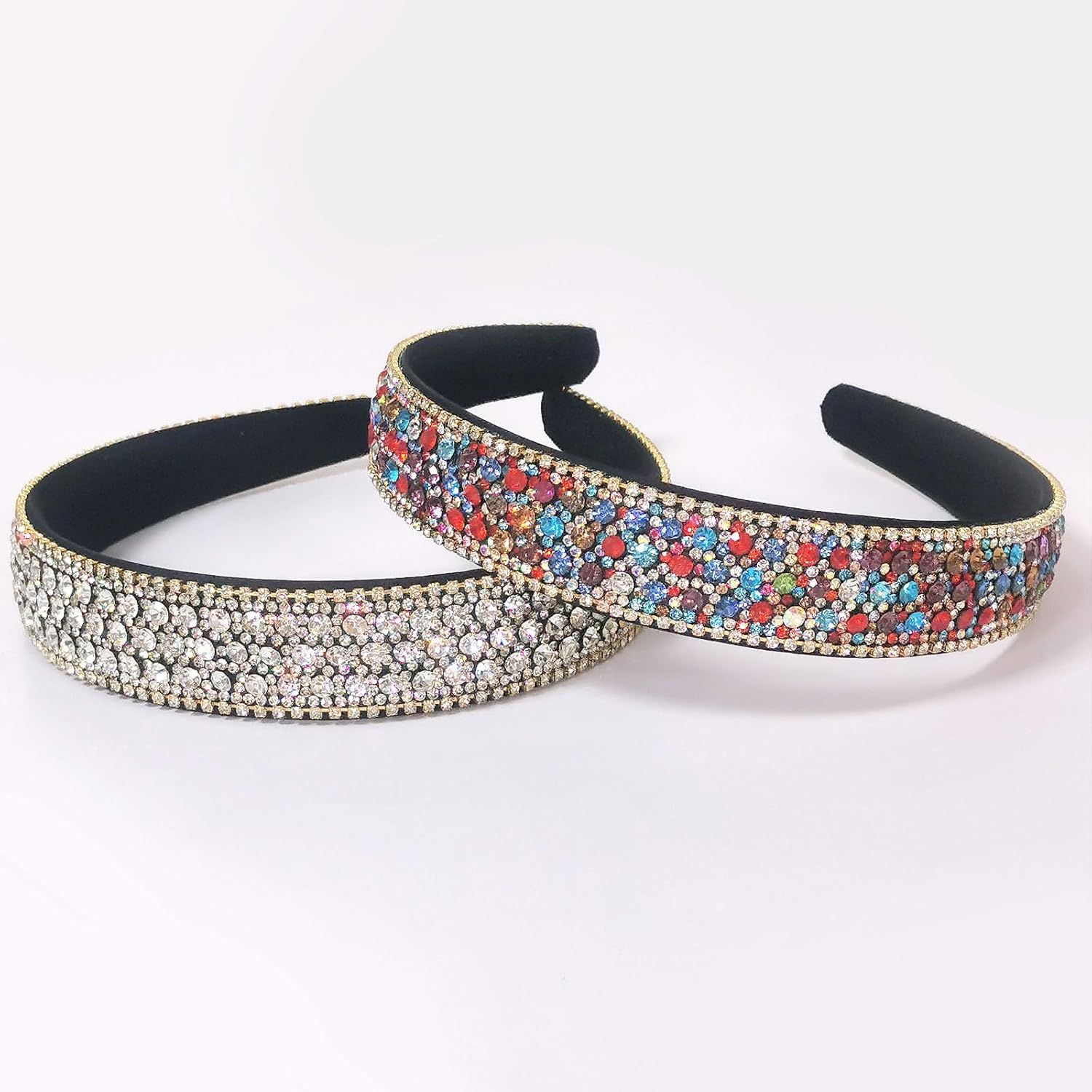 TRADERPLUS Sparkly Rhinestone Headband Glitter Crystal Embellished Hairbands Jewelry Chain Wide Hairband Handmade Gorgeous Hair Accessories for Birthday Party (Multicolor, One Size) image number 4