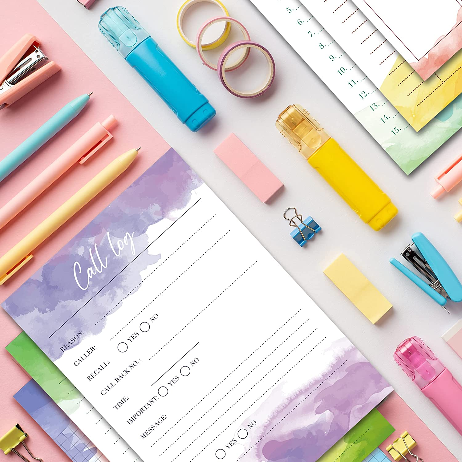 BIROYAL 6 Notepads for Appointments, Weekly Planners, Phone Calls, to Do Lists, Shopping Lists and Notes-Daily Planner and Weekly Planner Watercolor-Ideal for School, College and Home-Notepad Set -DIN A6 image number 4